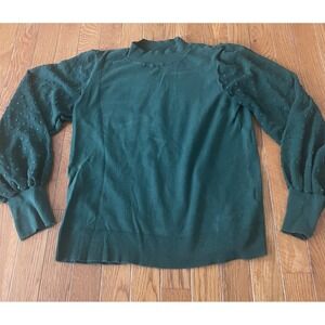 Cece Sweater Womens‎ Size Small Green Nylon Sleeve Detail High neck Sweater